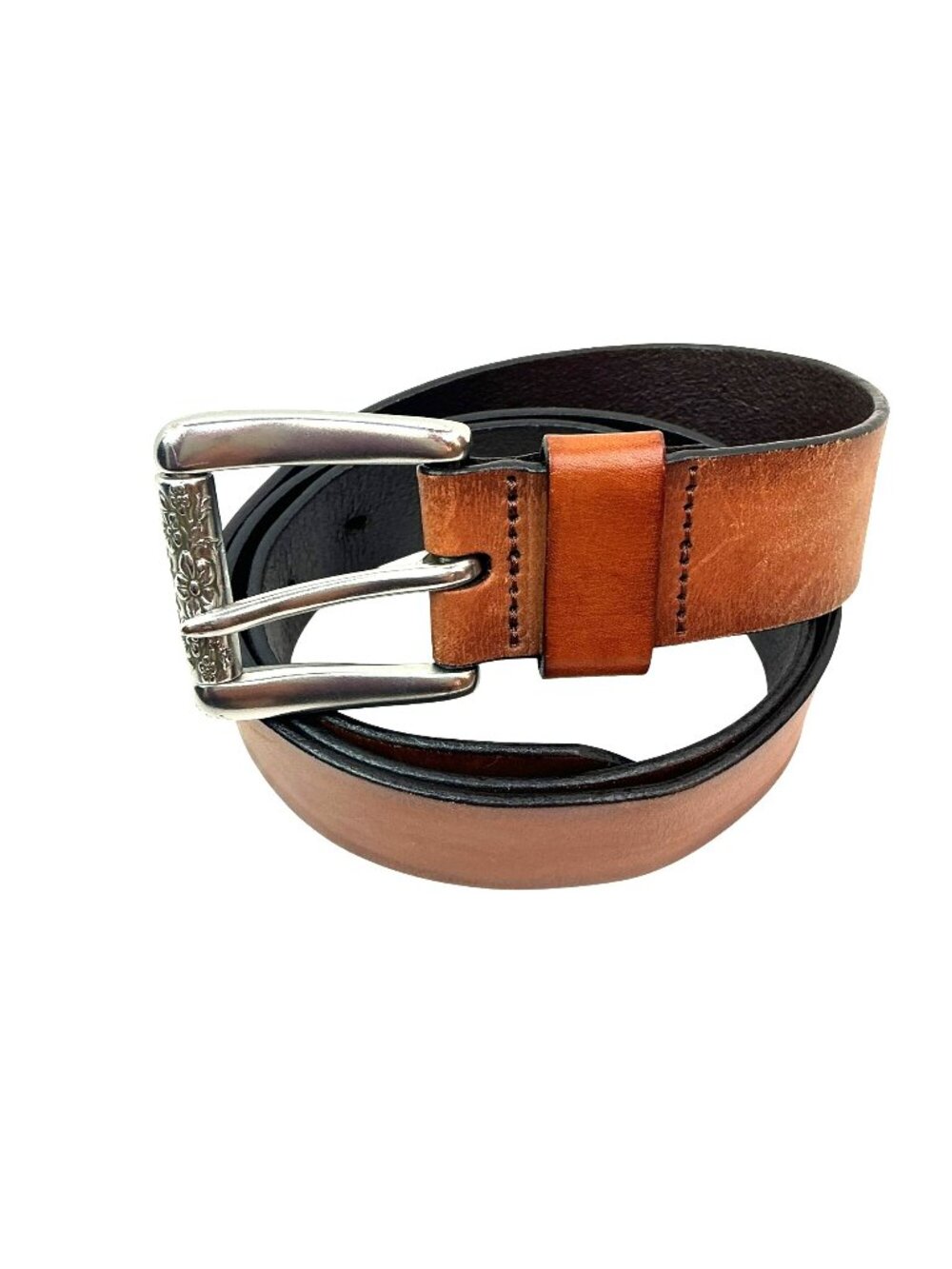 Fossil Genuine Leather Roller Buckle Belt Womens Large Tan & Black  BT2803200